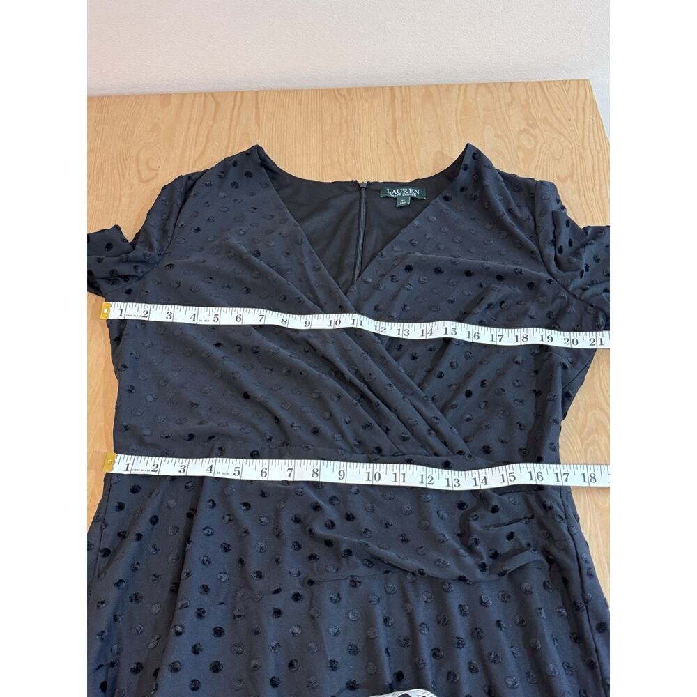 NWT Ralph Lauren Womens Formal Midi Dress Black Swiss Dot Polka Dot 14 Party - Picture 12 of 14